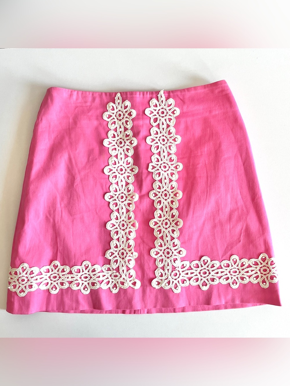 Lilly Pulitzer Mara skirt womens 6 princess hot pink white lace mini preppy $198